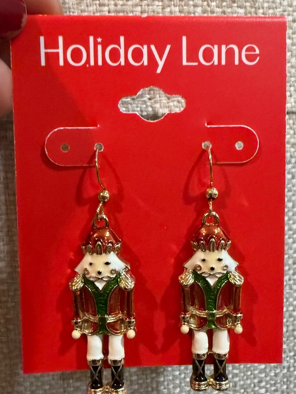 Holiday Lane gold-tone enamel Nutcracker earrings